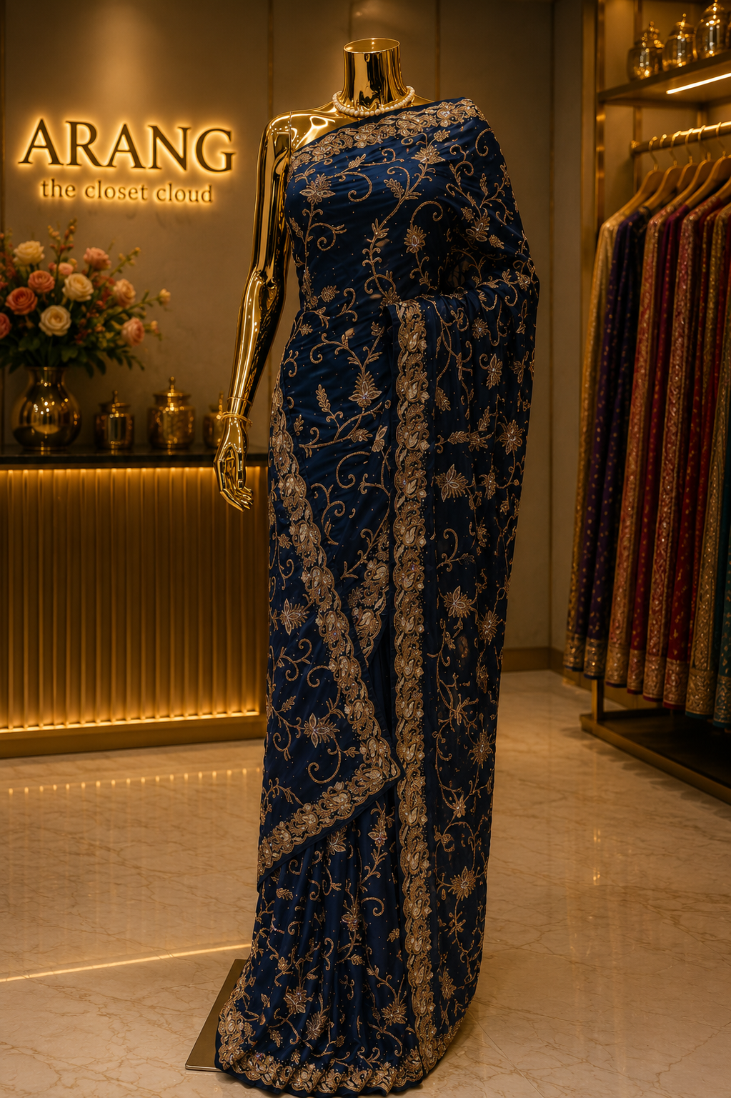 “The Royal Midnight Blue” Premium Handcrafted Saree