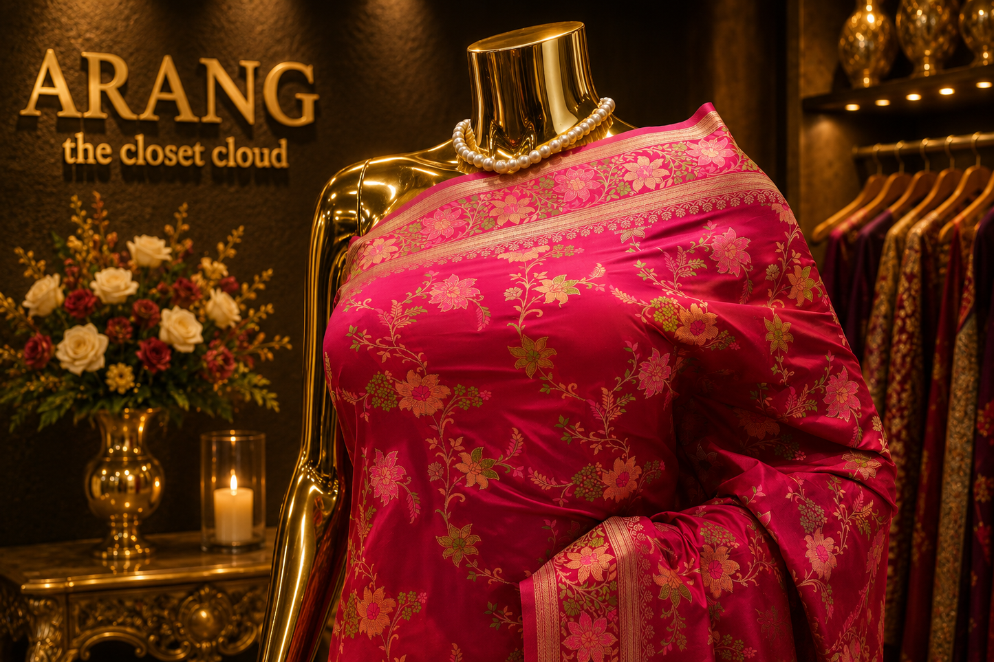 "The Rani Pink" Premium Pashmina Minakari Saree