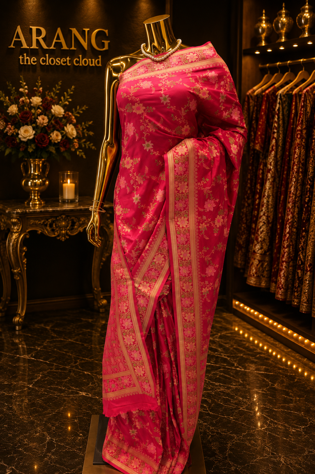 "The Rani Pink" Premium Pashmina Minakari Saree