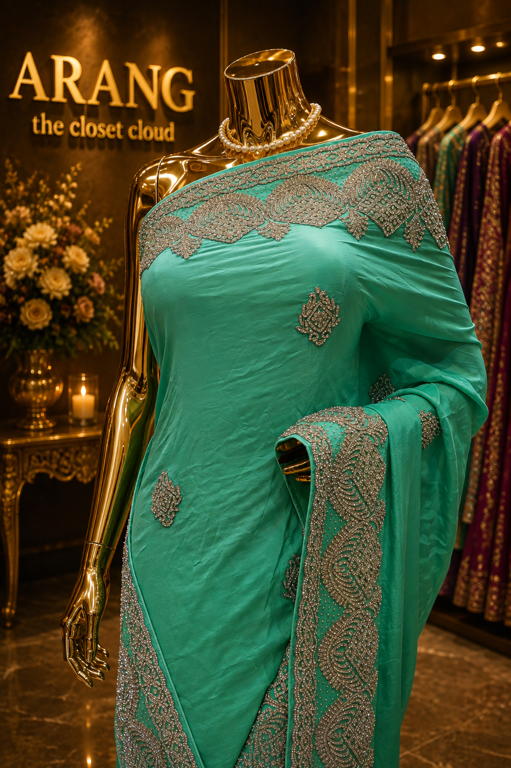"The Turquoise" Premium Handcrafted Designer Saree