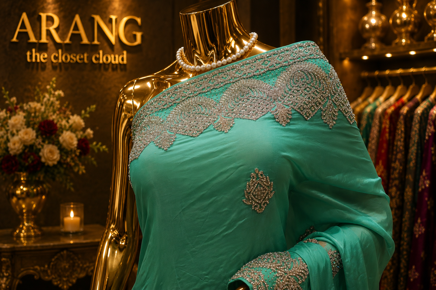 "The Turquoise" Premium Handcrafted Designer Saree