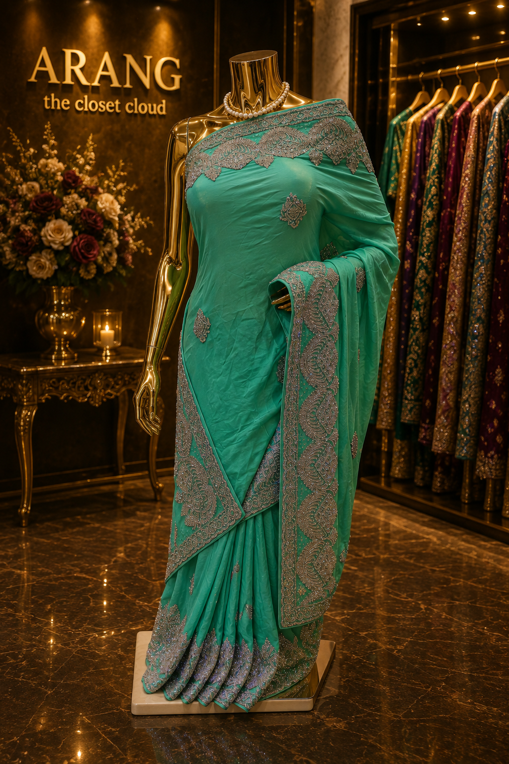 "The Turquoise" Premium Handcrafted Designer Saree
