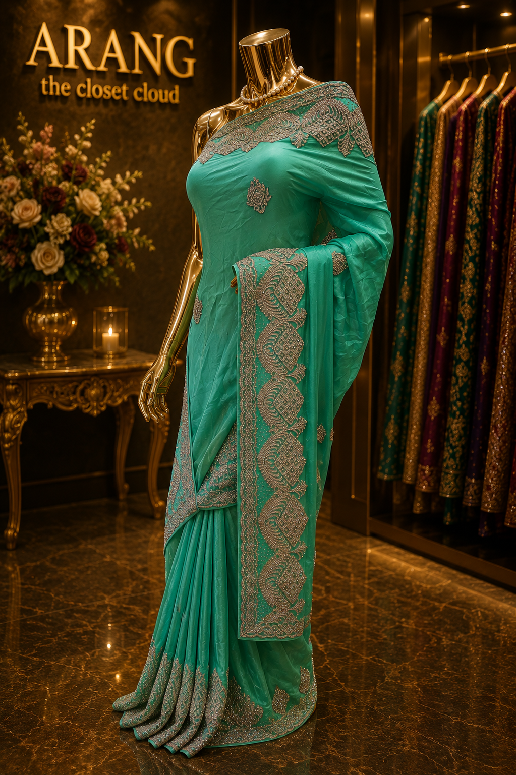 "The Turquoise" Premium Handcrafted Designer Saree