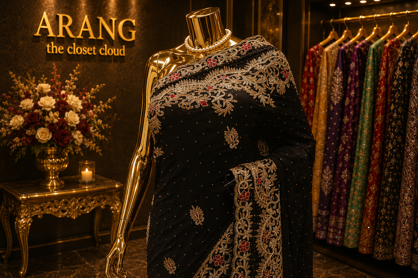 “The Deep Raven Black” Premium Handcrafted Saree