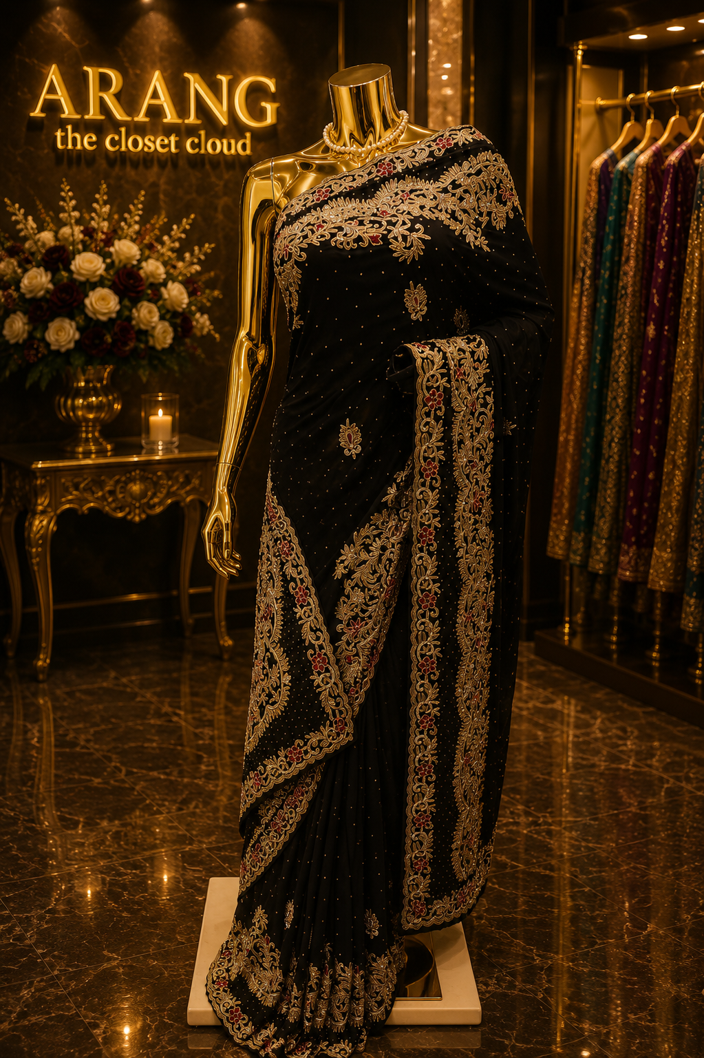“The Deep Raven Black” Premium Handcrafted Saree
