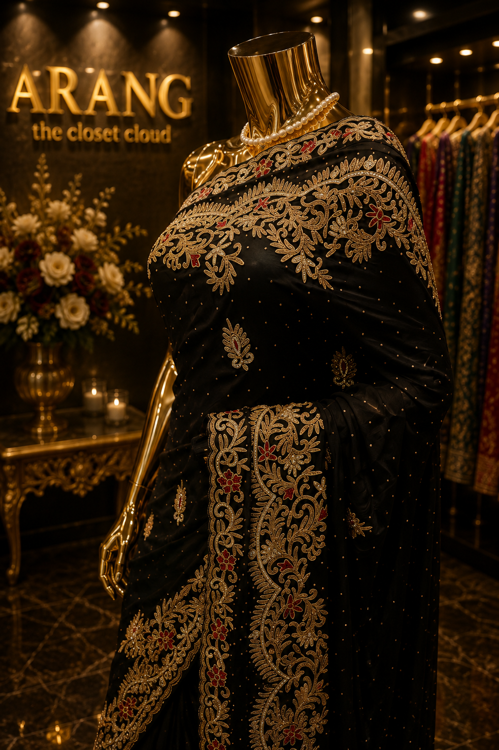 “The Deep Raven Black” Premium Handcrafted Saree