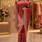 “The Exquisite Crimson Red” Premium Designer Bridal Saree with Veil