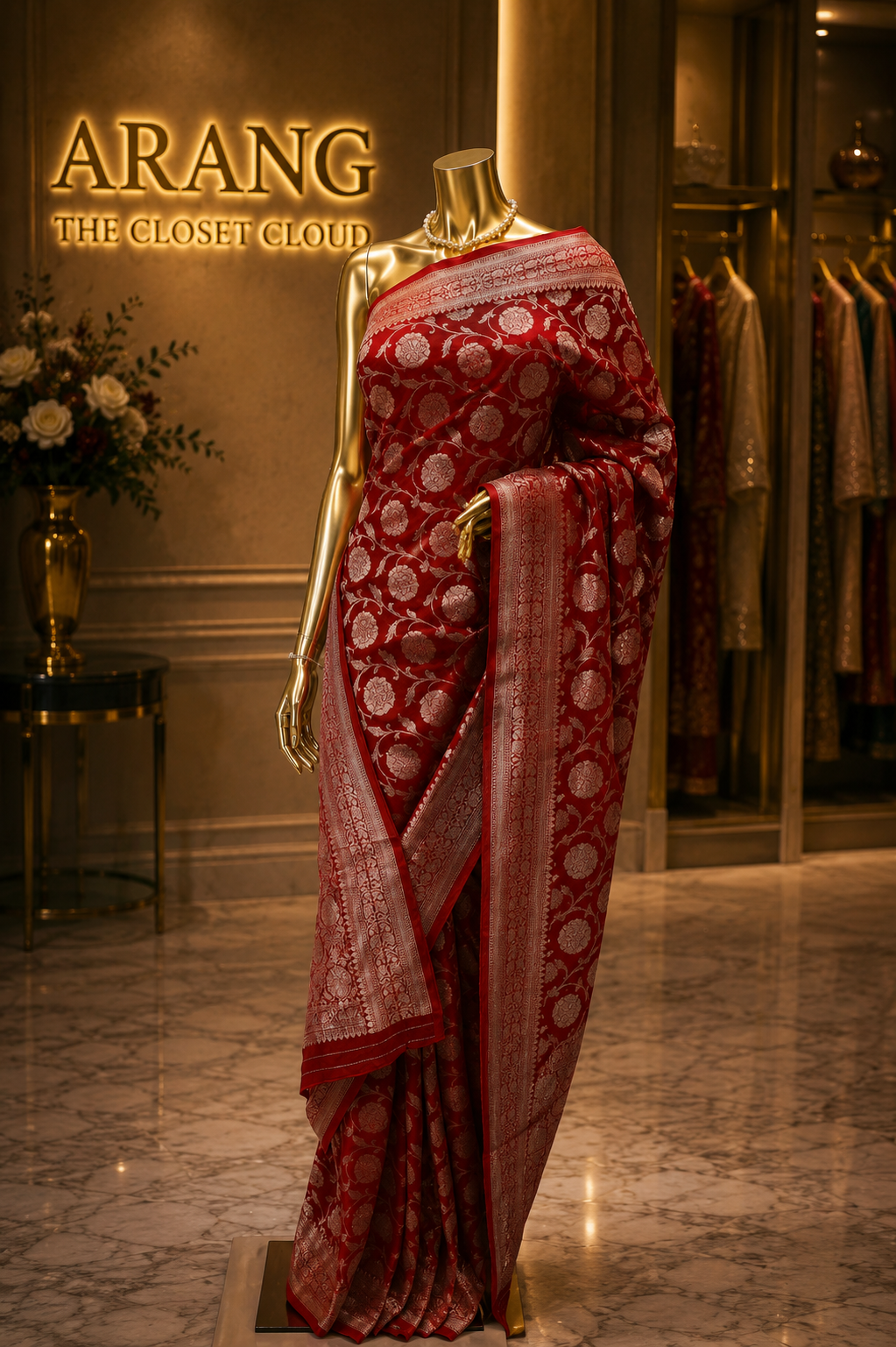 "The Royal Red" Banarasi Chiffon Saree