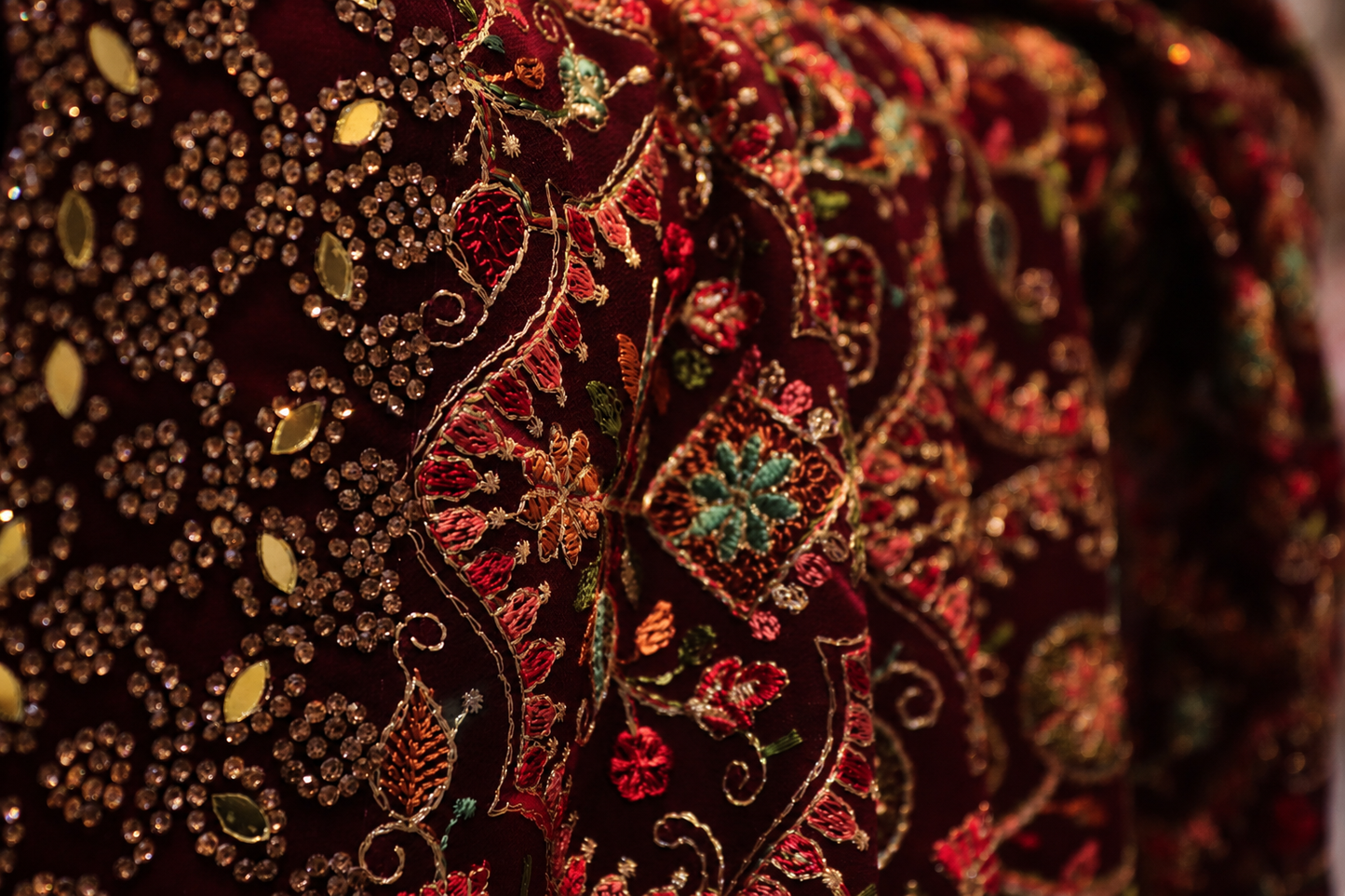 "The Wine Splash" Kashmiri Designer Georgette Saree