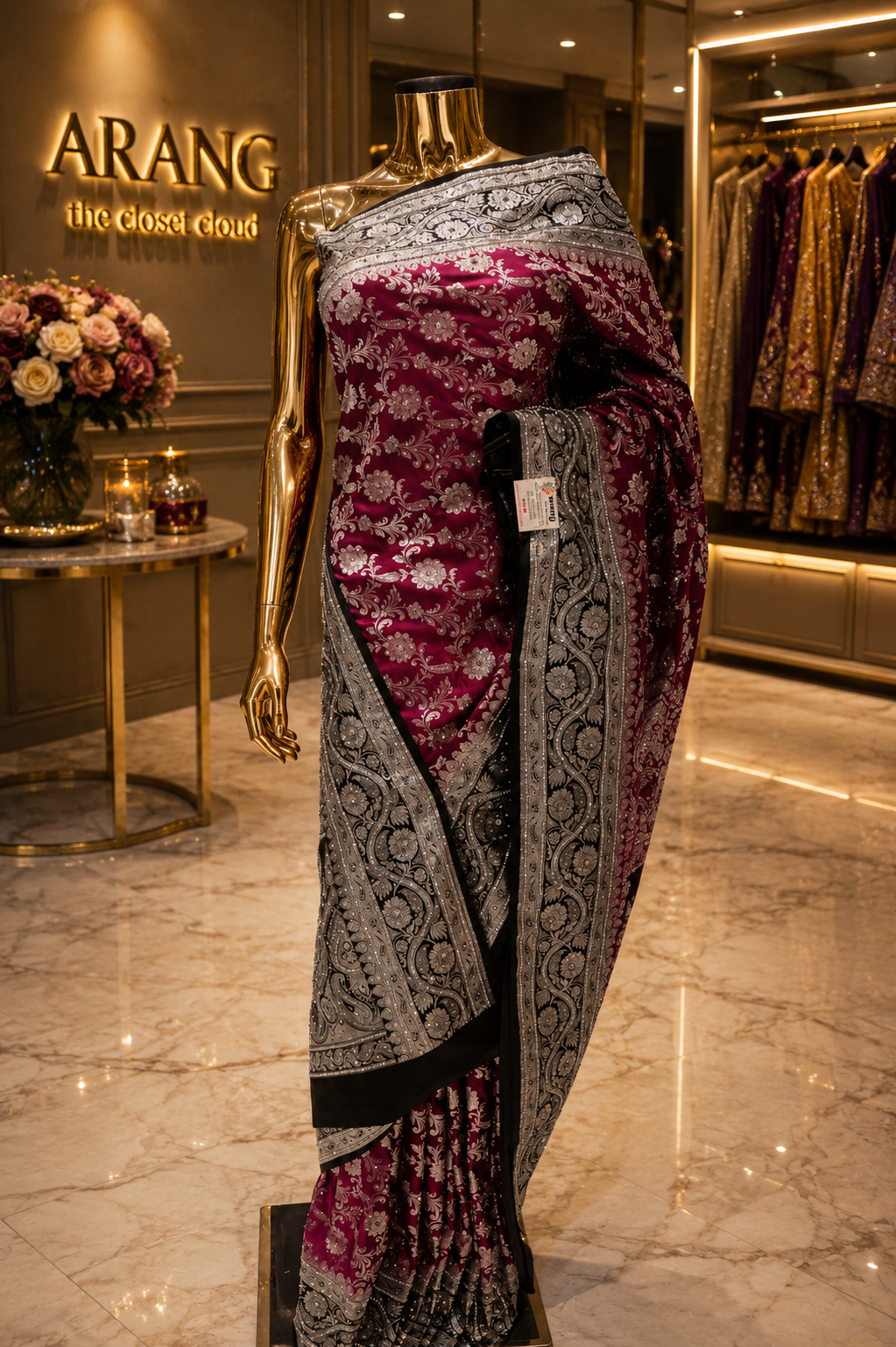 "The Royal Magenta & Black" Premium Banarasi Silk Saree