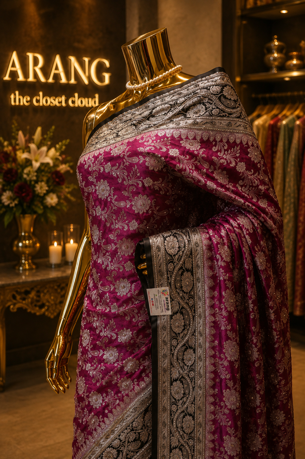 "The Royal Magenta & Black" Premium Banarasi Silk Saree