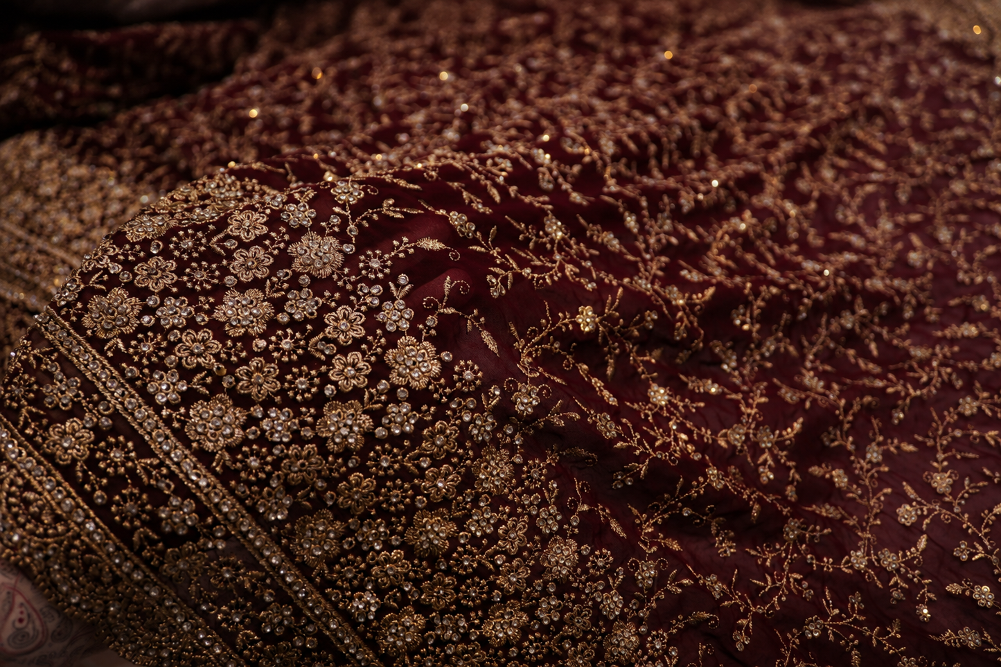 "The Bridal Burgundy" Premium Designer Saree with Veil