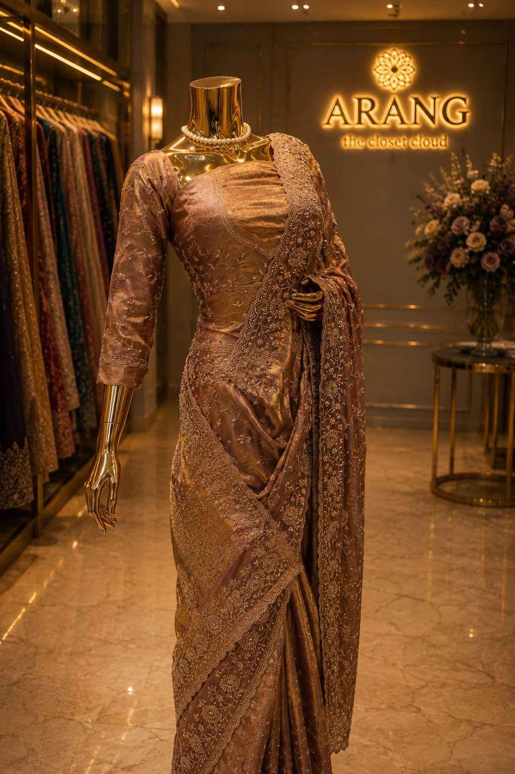 “The Metallic Rose Gold” Premium Designer Saree