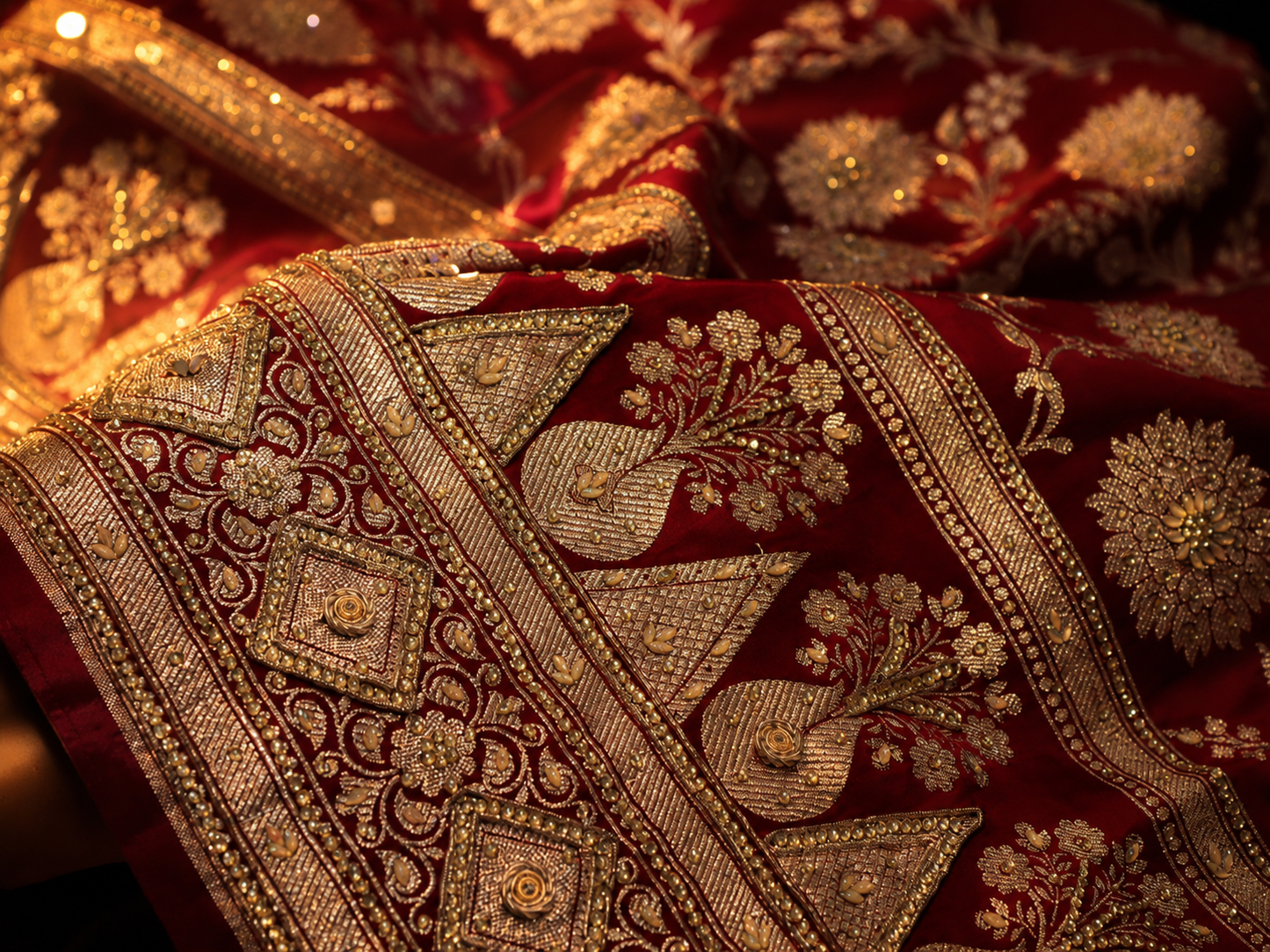 "The Maroon Splash" Premium Banarasi Silk Saree