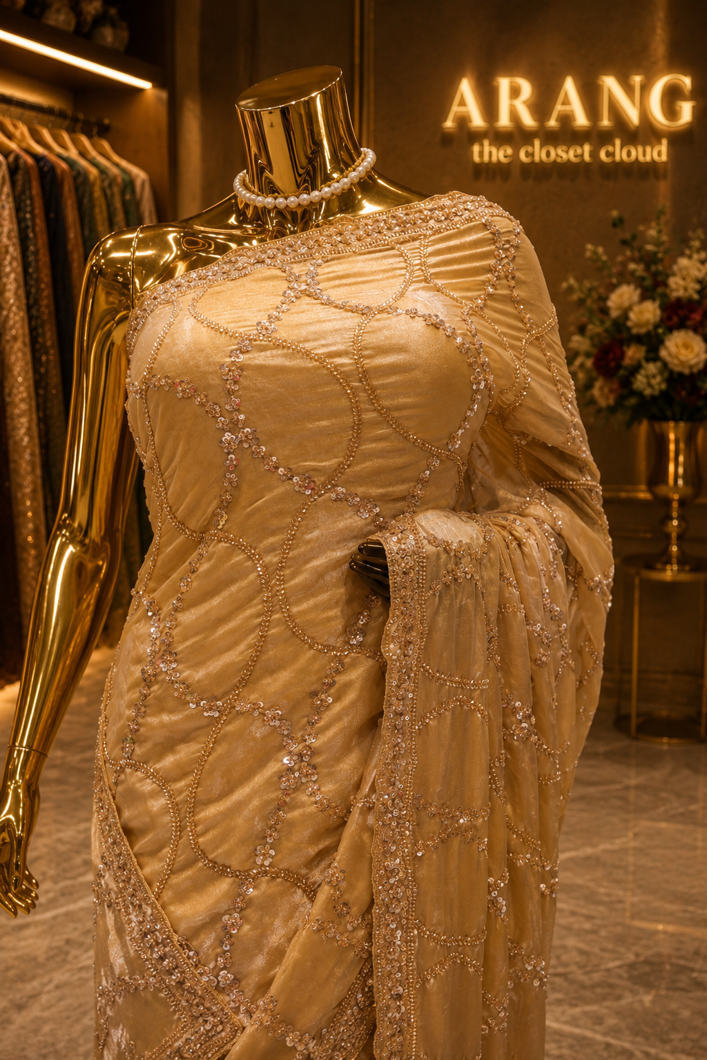 “The Champagne Gold” Premium Designer Saree