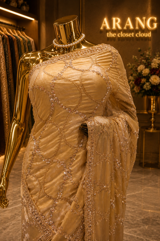 “The Champagne Gold” Premium Designer Saree