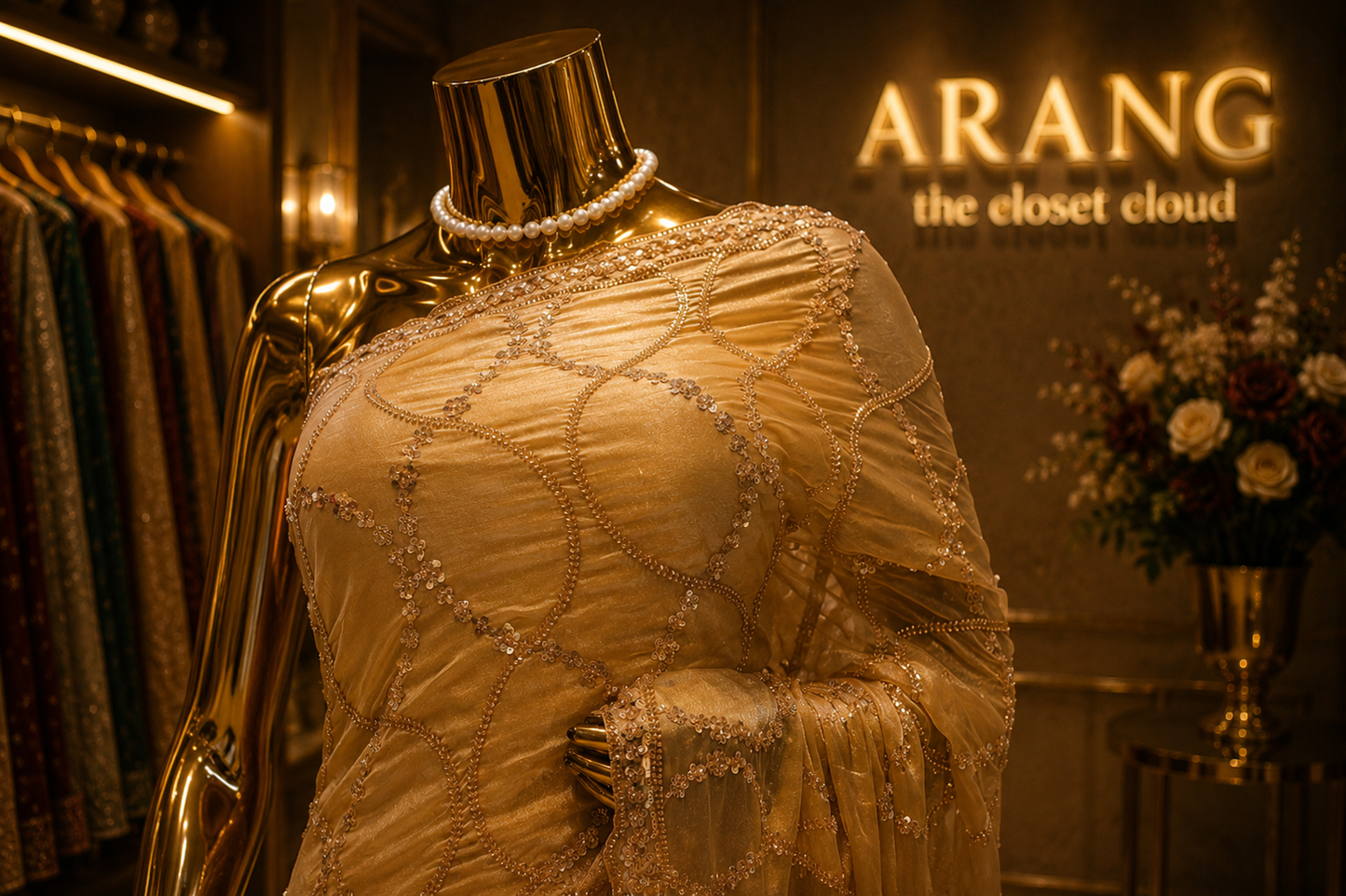 “The Champagne Gold” Premium Designer Saree