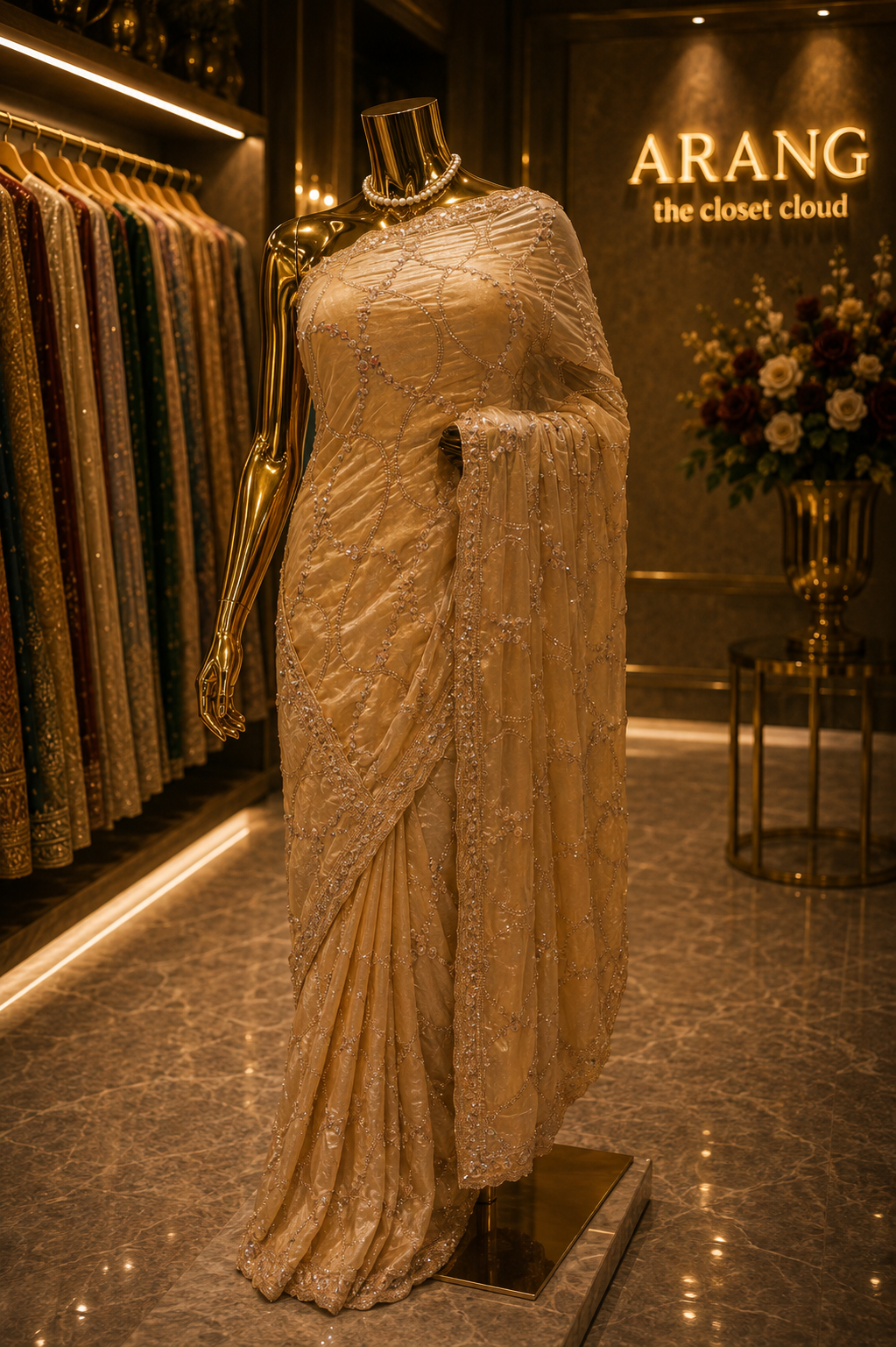 “The Champagne Gold” Premium Designer Saree