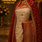 "The Pure Ivory & Crimson Red" Banarasi Silk Saree with Bridal Veil