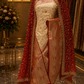 "The Pure Ivory & Crimson Red" Banarasi Silk Saree with Bridal Veil