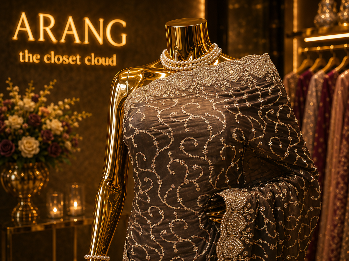“The Metallic Charcoal” Premium Designer Saree