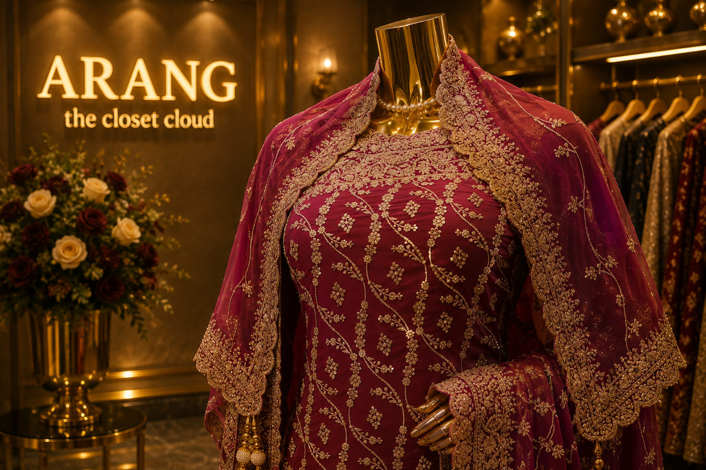 "The Dusty Magenta" Premium Designer Saree with Veil