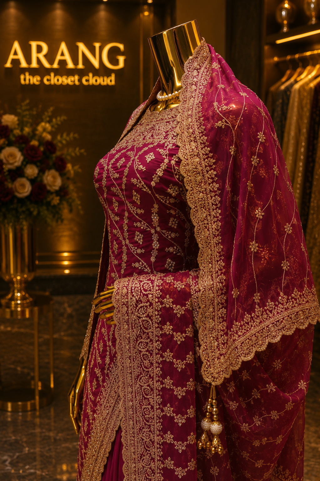 "The Dusty Magenta" Premium Designer Saree with Veil