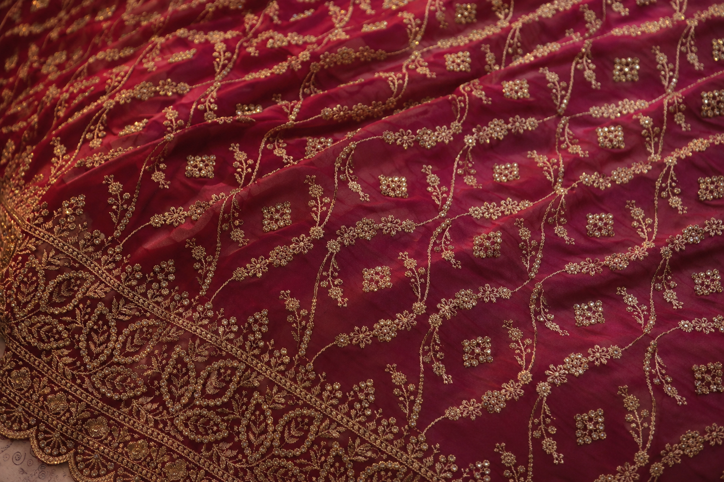 "The Dusty Magenta" Premium Designer Saree with Veil