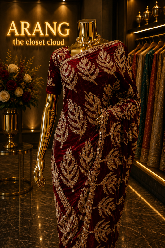 “The Royal Maroon" Premium Designer Saree