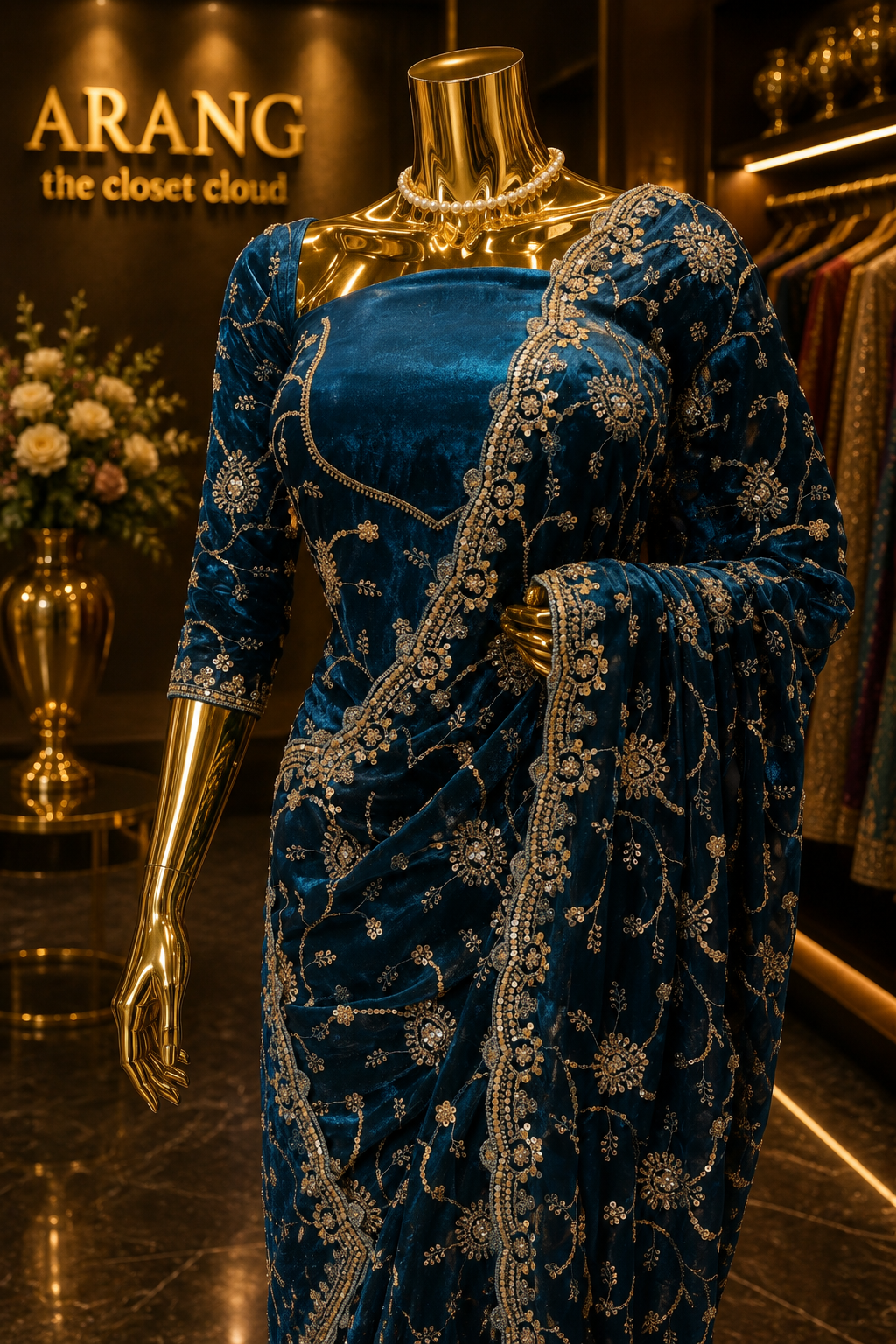 “The Royal Teal Blue" Premium Designer Saree