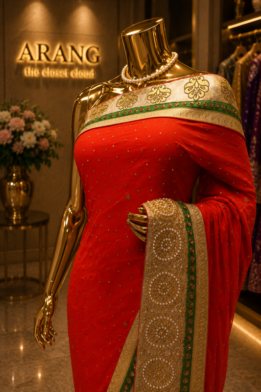 "The Tangerine Orange" Premium Designer Saree