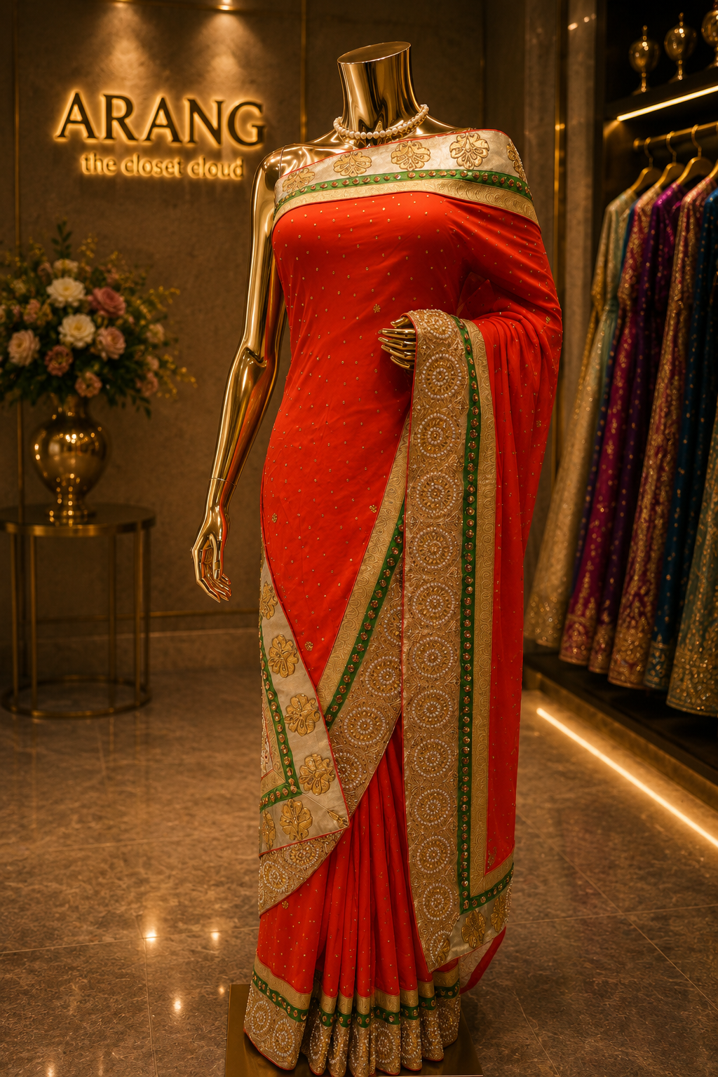 "The Tangerine Orange" Premium Designer Saree