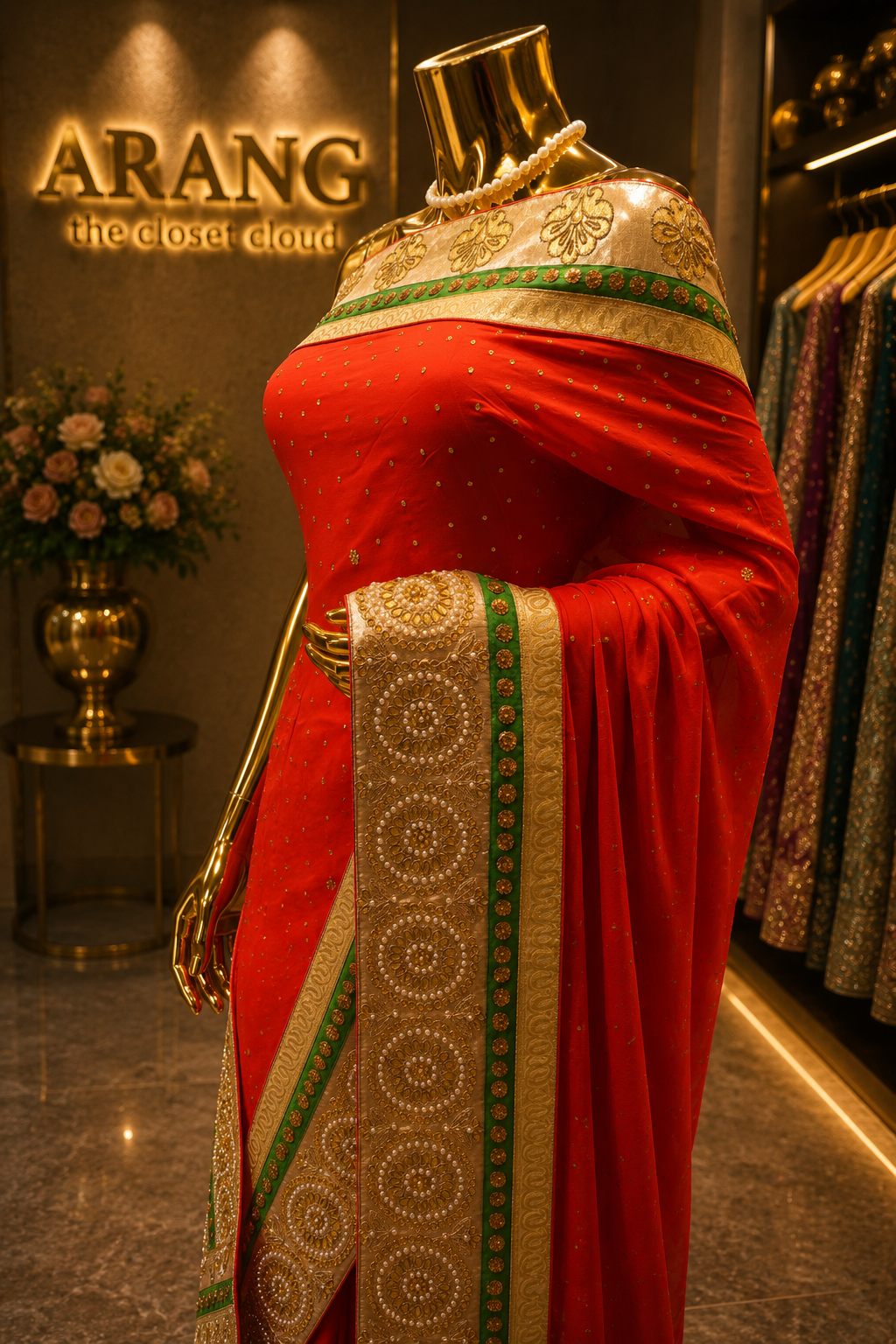 "The Tangerine Orange" Premium Designer Saree