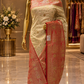 "The Pure Ivory & Crimson Red" Banarasi Silk Saree