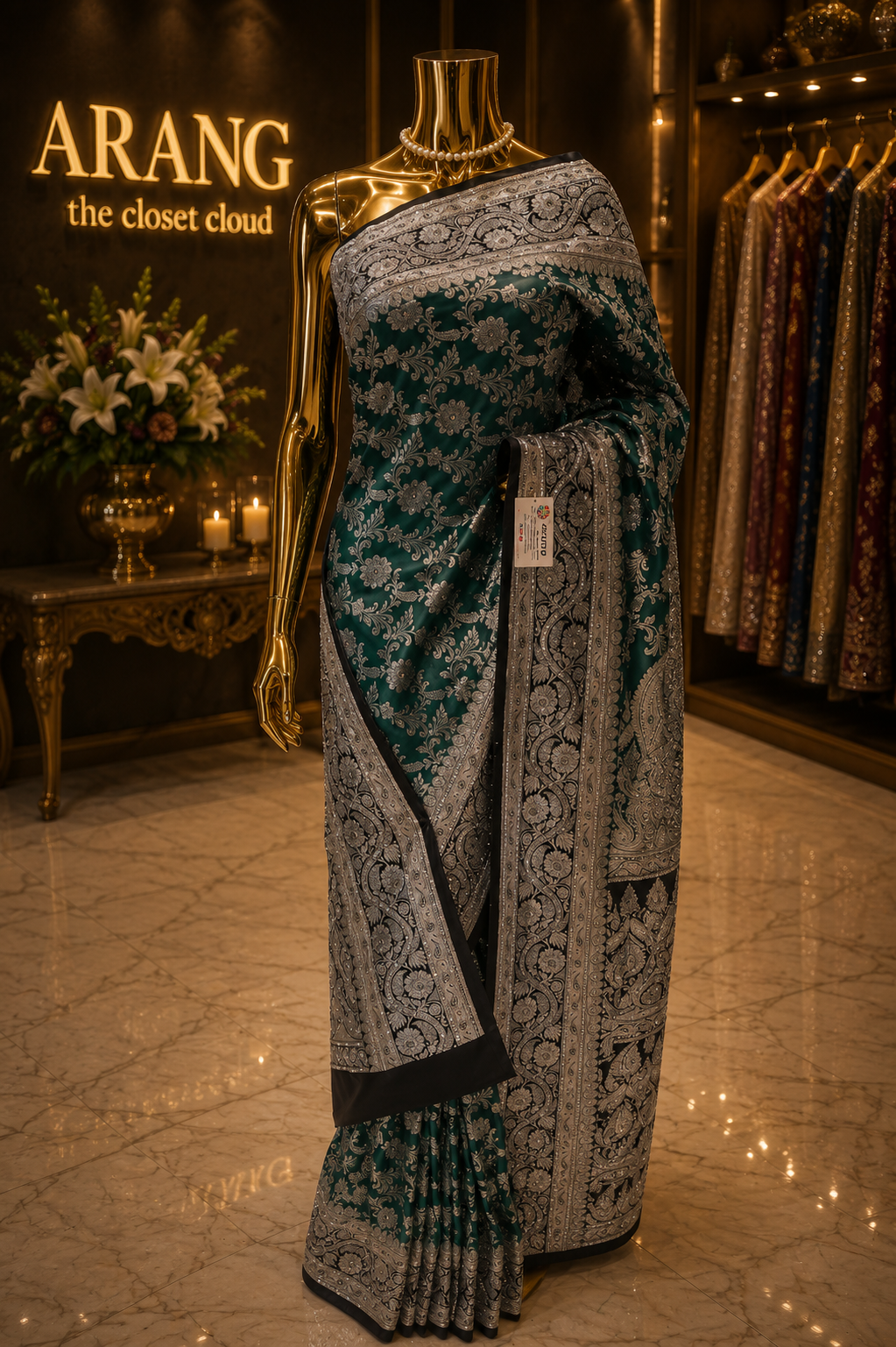 "The Persian Green" Premium Banarasi Silk Saree