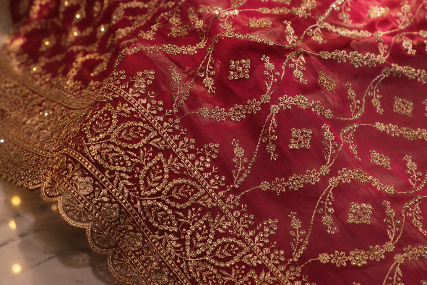"The Dusty Magenta Duet" Designer Georgette Saree with Veil