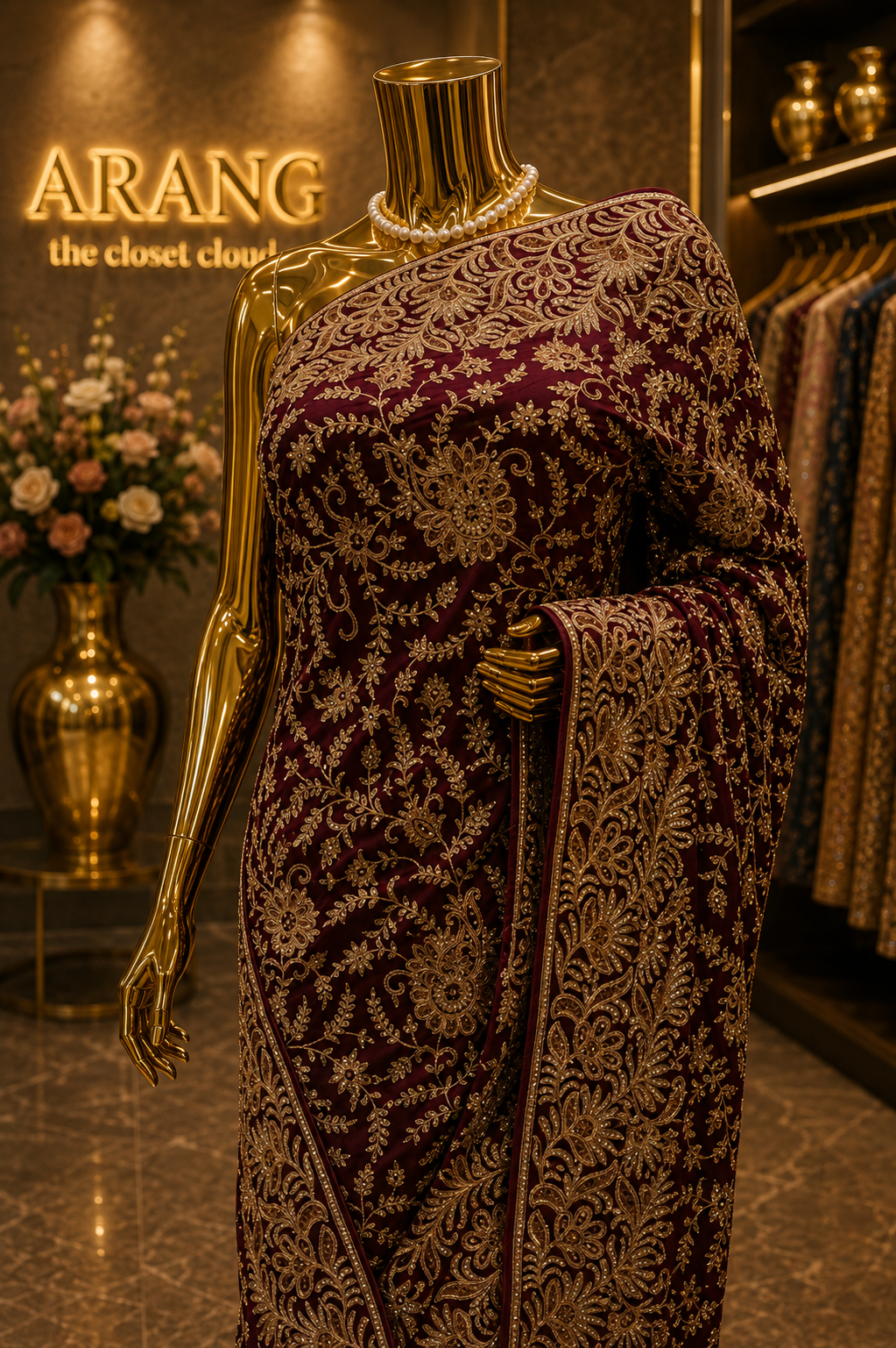 "The Royal Wine" Premium Wedding Wear Saree