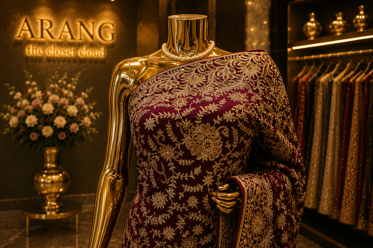"The Royal Wine" Premium Wedding Wear Saree