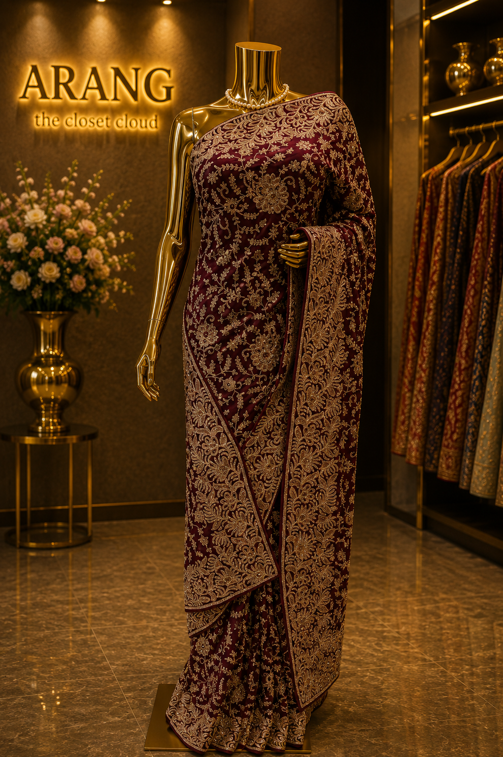 "The Royal Wine" Premium Wedding Wear Saree