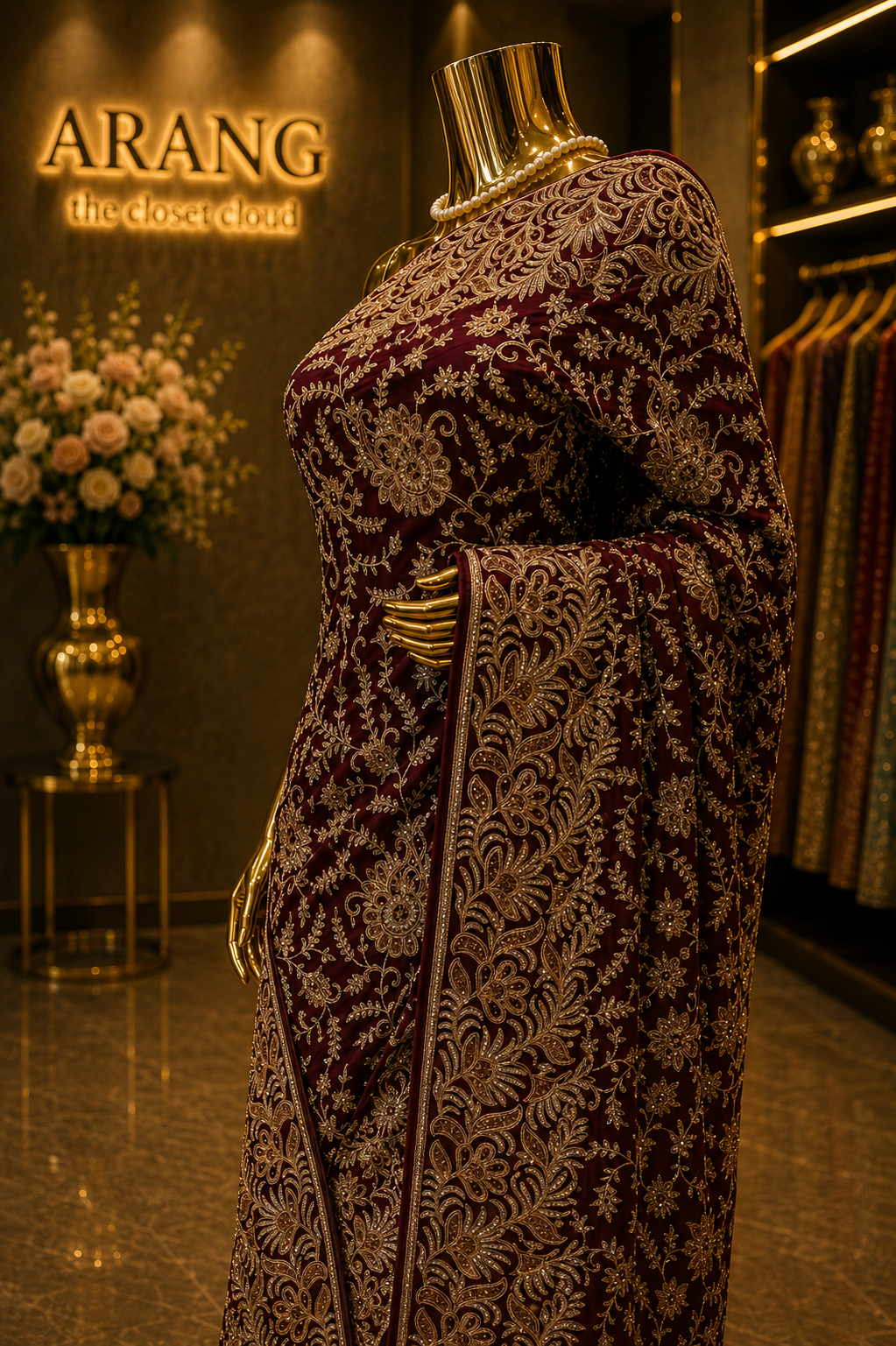 "The Royal Wine" Premium Wedding Wear Saree