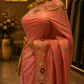 The Exquisite Coral Pink” Premium Designer Saree
