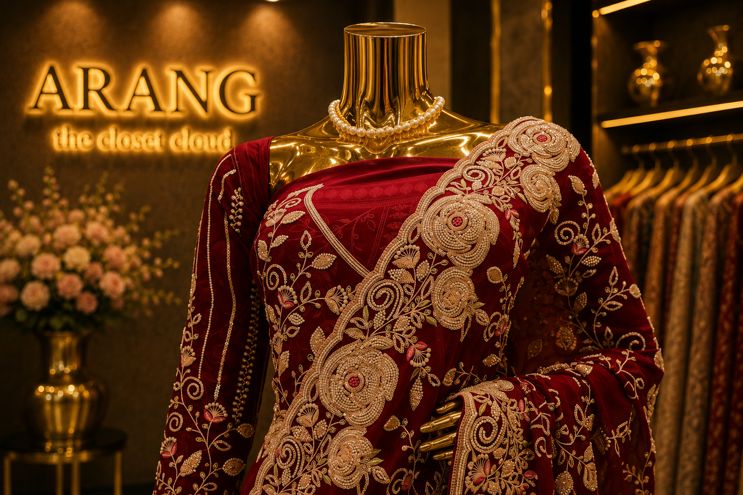 "The Crimson Maroon" Premium Designer Saree