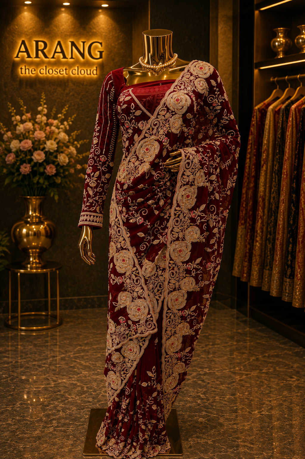 "The Crimson Maroon" Premium Designer Saree