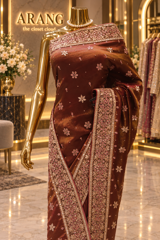 "The Deep Bronze" Premium Handcrafted Wedding Wear Saree