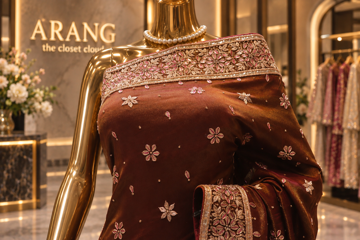 "The Deep Bronze" Premium Handcrafted Wedding Wear Saree