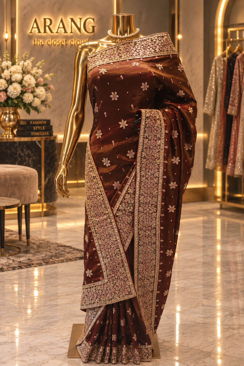 "The Deep Bronze" Premium Handcrafted Wedding Wear Saree