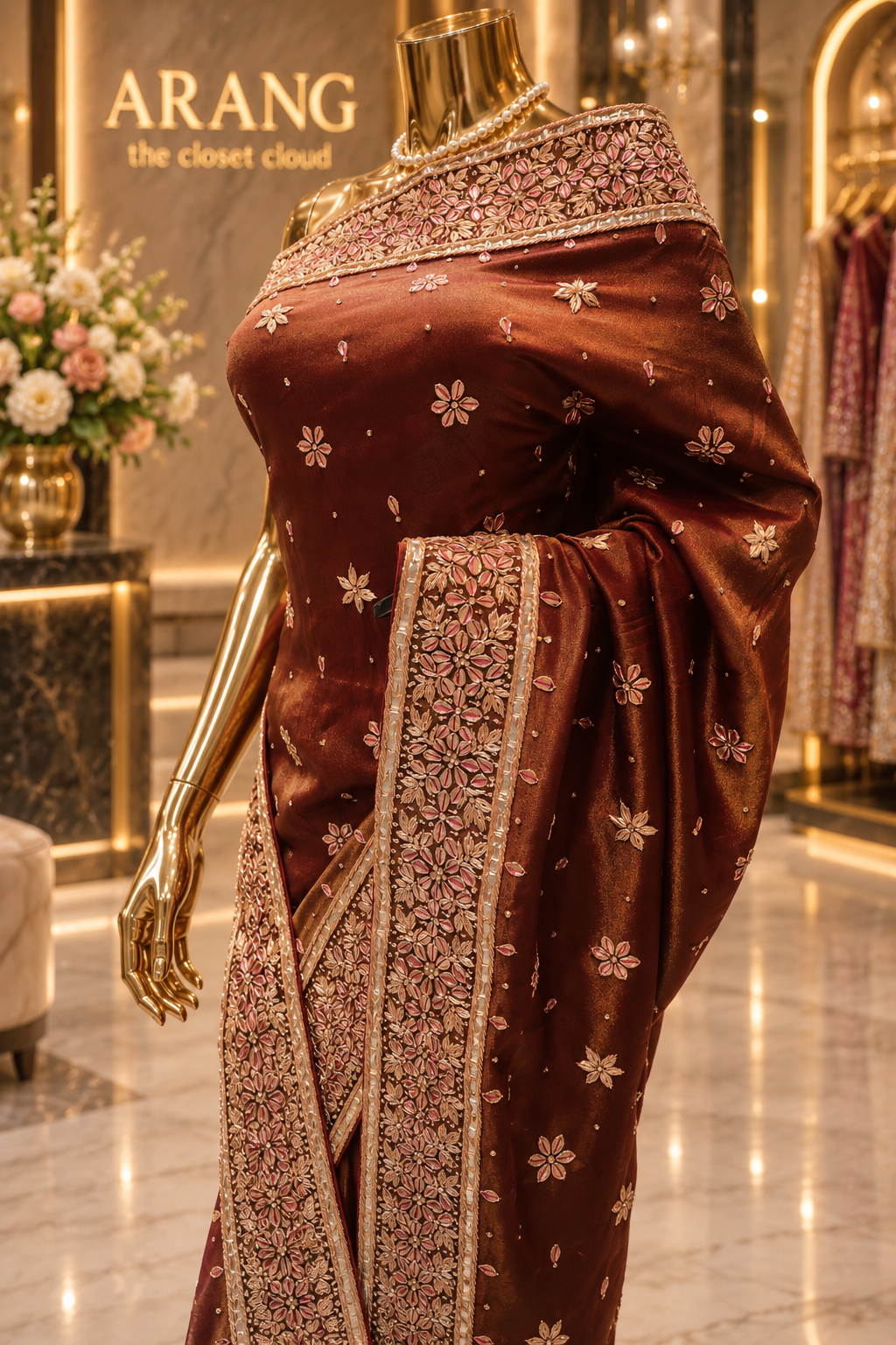 "The Deep Bronze" Premium Handcrafted Wedding Wear Saree
