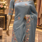 "The Dusty Blue" Premium Designer Saree