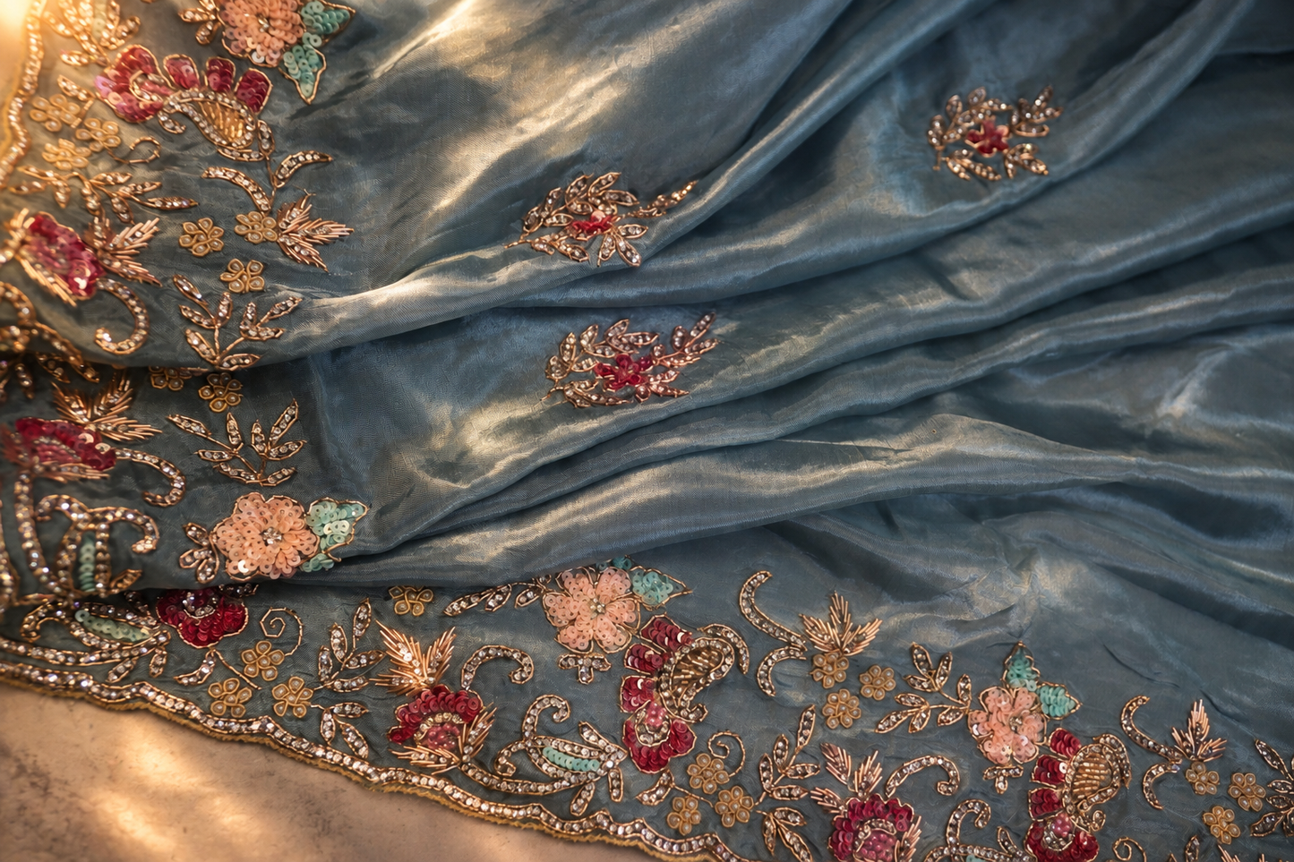 "The Dusty Blue" Premium Designer Saree