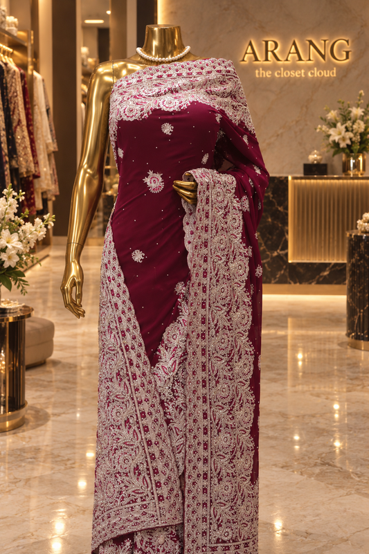 "The Burgundy" Premium Georgette Designer Saree